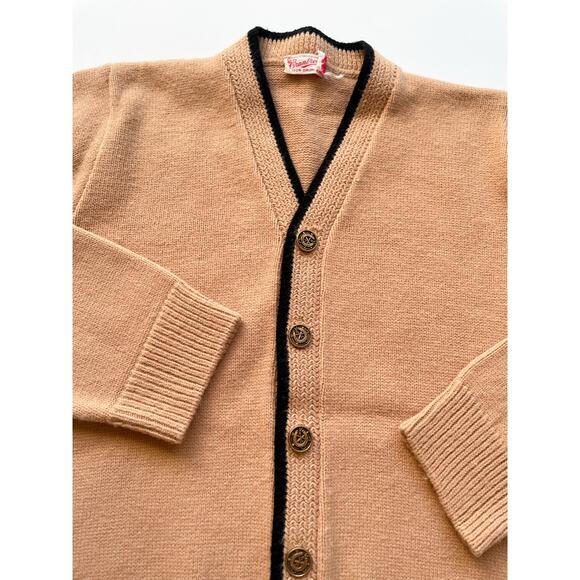Kid's Vintage Cranbrook Jr. Tan and Black Button Down Cardigan Size 6/7 - Picture 2 of 9